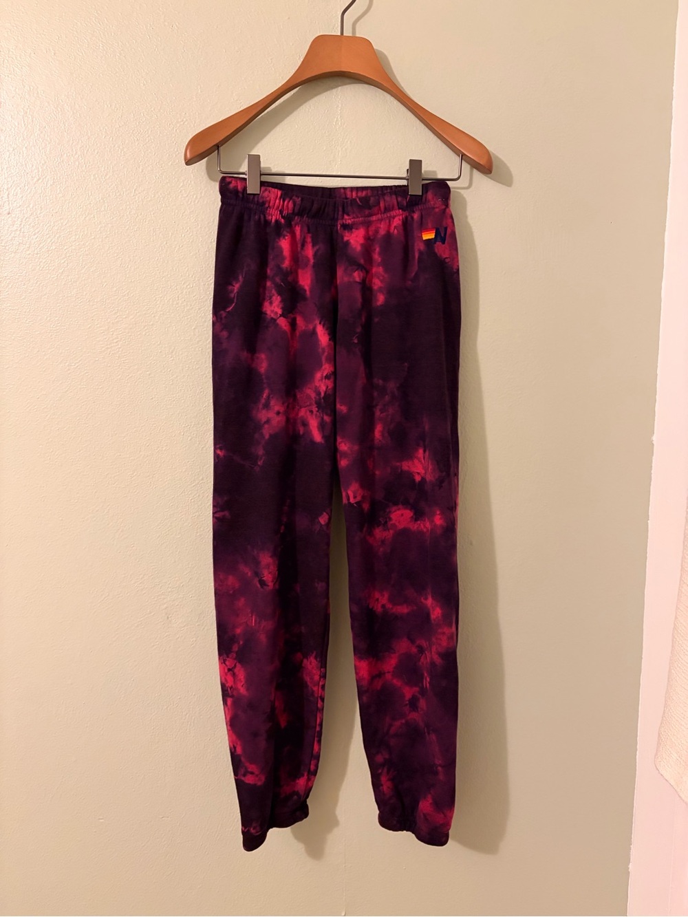 NWOT Aviator Nation Tie-Dye Maroon & Red  Sweatpants